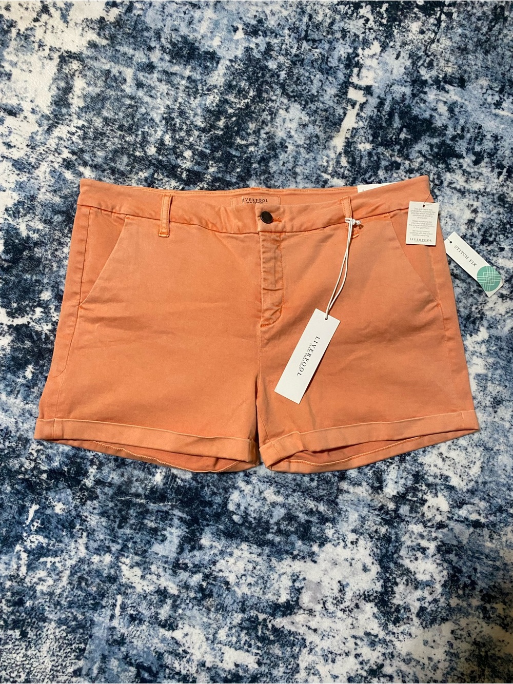 Liverpool Chino Shorts Womens 16/33 (XL) Coral Orange Cuffed NWT Stitch Fix